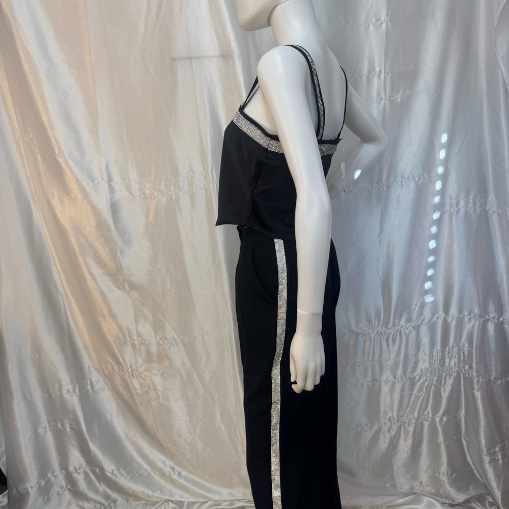NWT Forever 21 black and rhinestone 2 piece cami and pants size S - Picture 3 of 16